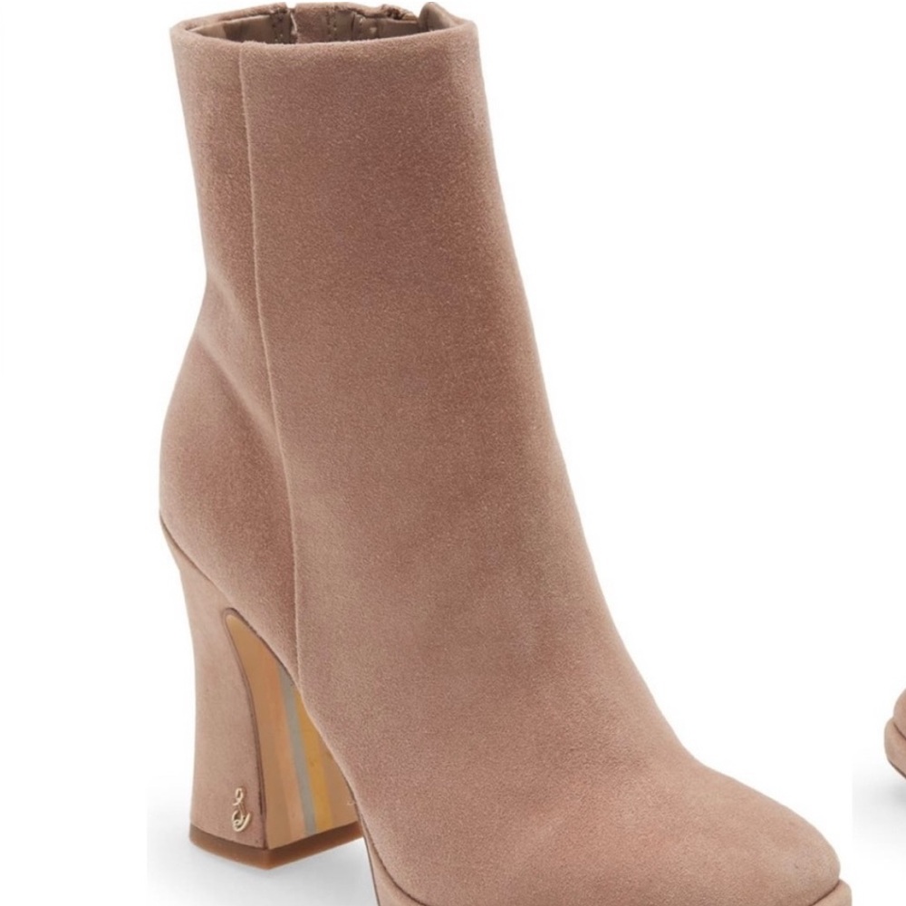 Sam Edelman Jaye Suede Taupe Heeled Boots - Picture 7 of 9